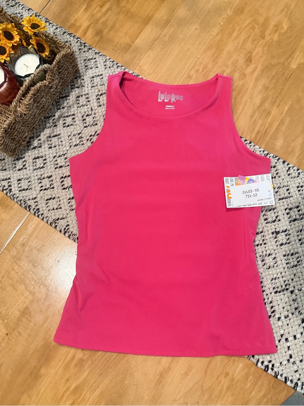 LuLaRoe Jules Sleeveless Tank - Bright Pink